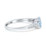 Engagement Ring Oval Simulated Cubic Zirconia Accent 925 Sterling Silver
