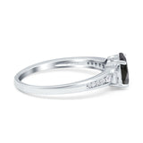 Engagement Ring Oval Simulated Cubic Zirconia Accent 925 Sterling Silver