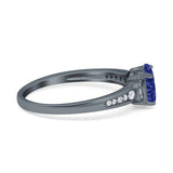 Engagement Ring Oval Simulated Cubic Zirconia Accent 925 Sterling Silver