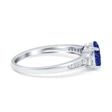 Engagement Ring Oval Simulated Cubic Zirconia Accent 925 Sterling Silver