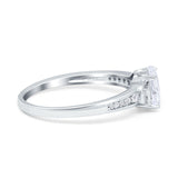 Engagement Ring Oval Simulated Cubic Zirconia Accent 925 Sterling Silver