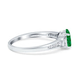 Engagement Ring Oval Simulated Cubic Zirconia Accent 925 Sterling Silver