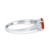 Engagement Ring Oval Simulated Cubic Zirconia Accent 925 Sterling Silver