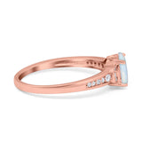 Engagement Ring Oval Simulated Cubic Zirconia Accent 925 Sterling Silver