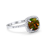 Halo Wedding Engagement Ring Round Simulated Cubic Zirconia 925 Sterling Silver