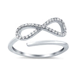 Infinity Promise Ring Round Eternity Simulated Cubic Zirconia 925 Sterling Silver