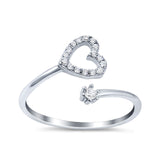 Round Heart Promise Eternity Ring Simulated Cubic Zirconia 925 Sterling Silver