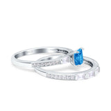 Princess Cut Bridal Ring Set with Cubic Zirconia  & Sterling Silver