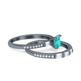 Princess Cut Bridal Ring Set with Cubic Zirconia  & Sterling Silver