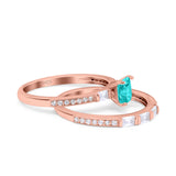 Princess Cut Bridal Ring Set with Cubic Zirconia  & Sterling Silver