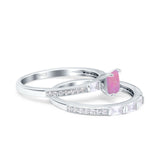 Princess Cut Bridal Ring Set with Cubic Zirconia  & Sterling Silver