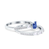 Princess Cut Bridal Ring Set with Cubic Zirconia  & Sterling Silver