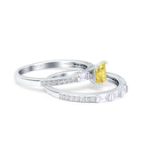 Princess Cut Bridal Ring Set with Cubic Zirconia  & Sterling Silver