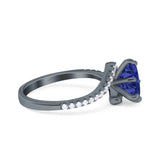 Art Deco Wedding Bridal Engagement Ring Round Simulated Cubic Zirconia 925 Sterling Silver