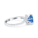 Art Deco Wedding Bridal Engagement Ring Round Simulated Cubic Zirconia 925 Sterling Silver