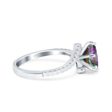 Art Deco Wedding Bridal Engagement Ring Round Simulated Cubic Zirconia 925 Sterling Silver