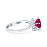 Art Deco Wedding Bridal Engagement Ring Round Simulated Cubic Zirconia 925 Sterling Silver