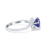 Art Deco Wedding Bridal Engagement Ring Round Simulated Cubic Zirconia 925 Sterling Silver