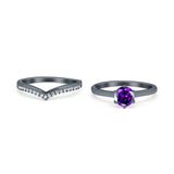 Wedding Engagement Band Piece Ring Round Simulated CZ 925 Sterling Silver