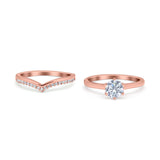 Wedding Engagement Band Piece Ring Round Simulated CZ 925 Sterling Silver