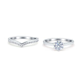 Wedding Engagement Band Piece Ring Round Simulated CZ 925 Sterling Silver