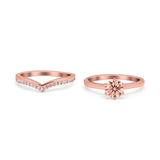 Wedding Engagement Band Piece Ring Round Simulated CZ 925 Sterling Silver