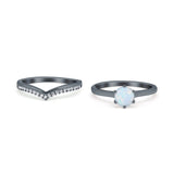Wedding Engagement Band Piece Ring Round Simulated CZ 925 Sterling Silver