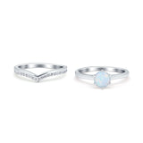 Wedding Engagement Band Piece Ring Round Simulated CZ 925 Sterling Silver