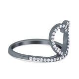Heart Eternity Stackable Wedding Band Ring Round Simulated Cubic Zirconia 925 Sterling Silver