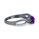 Oval Engagement Ring Simulated Cubic Zirconia 925 Sterling Silver