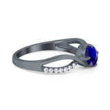 Oval Engagement Ring Simulated Cubic Zirconia 925 Sterling Silver