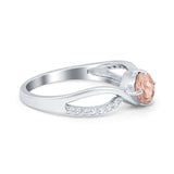 Oval Engagement Ring Simulated Cubic Zirconia 925 Sterling Silver