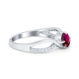 Oval Engagement Ring Simulated Cubic Zirconia 925 Sterling Silver