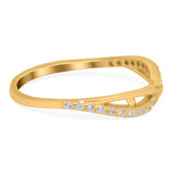 Fashion Crisscross Half Eternity Ring Band Round 4mm Simulated Cubic Zirconia 925 Sterling Silver