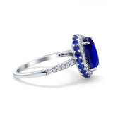 Accent Dazzling Engagement Ring Oval Simulated Cubic Zirconia 925 Sterling Silver
