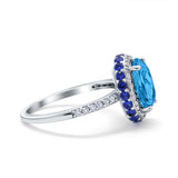 Accent Dazzling Engagement Ring Oval Simulated Cubic Zirconia 925 Sterling Silver