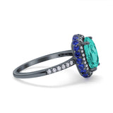 Accent Dazzling Engagement Ring Oval Simulated Cubic Zirconia 925 Sterling Silver