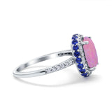 Accent Dazzling Engagement Ring Oval Simulated Cubic Zirconia 925 Sterling Silver