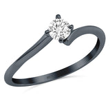 Bypass Solitaire Wedding Engagement Ring Round Simulated Cubic Zirconia 925 Sterling Silver