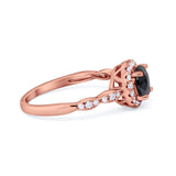 Art Deco Engagement Ring Round Simulated Cubic Zirconia 925 Sterling Silver
