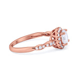 Art Deco Engagement Ring Round Simulated Cubic Zirconia 925 Sterling Silver