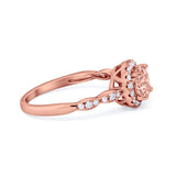 Art Deco Engagement Ring Round Simulated Cubic Zirconia 925 Sterling Silver