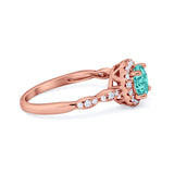 Art Deco Engagement Ring Round Simulated Cubic Zirconia 925 Sterling Silver