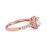 Art Deco Engagement Ring Round Simulated Cubic Zirconia 925 Sterling Silver