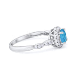 Art Deco Engagement Ring Round Simulated Cubic Zirconia 925 Sterling Silver