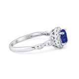 Art Deco Engagement Ring Round Simulated Cubic Zirconia 925 Sterling Silver