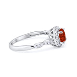 Art Deco Engagement Ring Round Simulated Cubic Zirconia 925 Sterling Silver