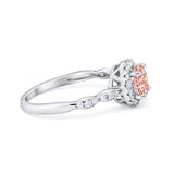 Art Deco Engagement Ring Round Simulated Cubic Zirconia 925 Sterling Silver