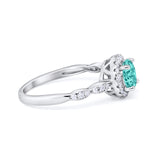 Art Deco Engagement Ring Round Simulated Cubic Zirconia 925 Sterling Silver