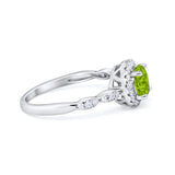 Art Deco Engagement Ring Round Simulated Cubic Zirconia 925 Sterling Silver
